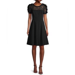 Shani Floral Applique Fit-&-Flare Crepe Dress size 12